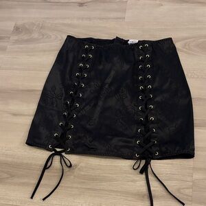 Bennett Black Lace-Up Skirt With Zipper in the Back